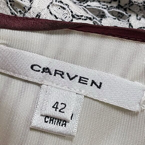 Carven French Designer Lace Blouse Top size 42 EU/M US Ivory Lined Back Zipper - Picture 9 of 11